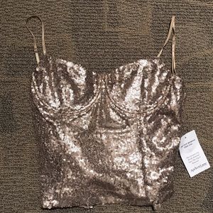 NWT Sequin Corset Top Bustier Apricot Lane
